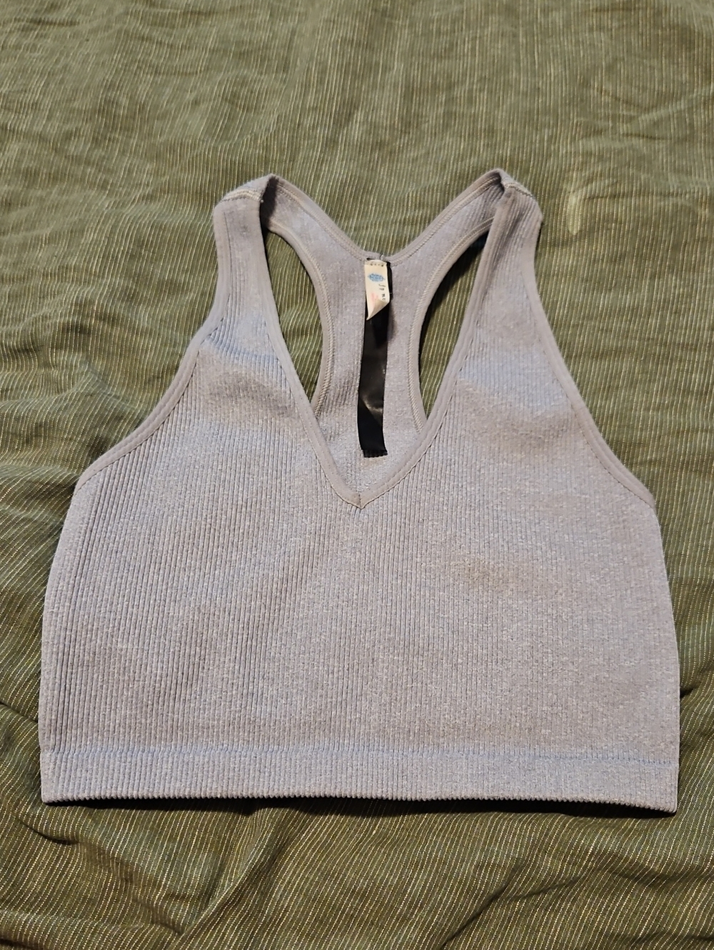 FP Movemwnt Ribbed V-Neck Racerback Bralette - Light Gray